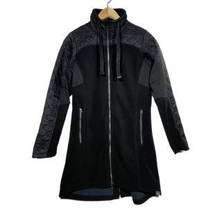 Mondetta Womens Jacket Small Quilted Sleeves Long Jacket Trench Coat Double Zip